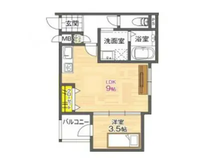 グローハイツ喜連サウス(1LDK/1階)の間取り写真