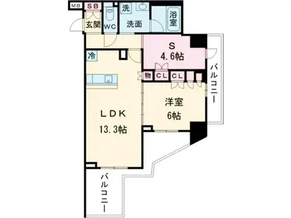 LUXENA八王子寺町(1SLDK/6階)の間取り写真