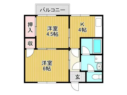 コミール小脇(2K/1階)の間取り写真