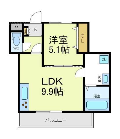 サンライト あべのⅥ(1LDK/1階)の間取り写真