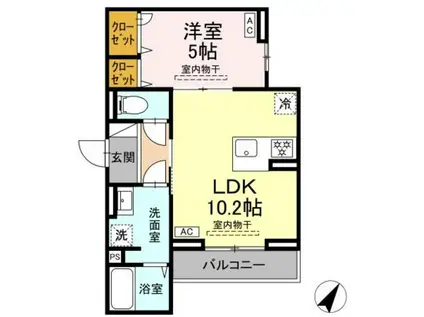 コルザ南台(1LDK/1階)の間取り写真
