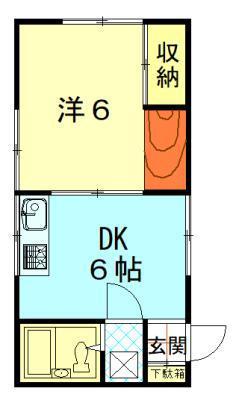 メープルオーク(1DK/2階)の間取り写真