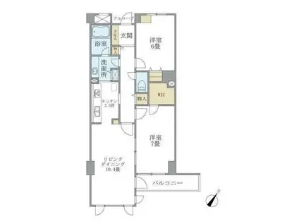 ウヴラージュ広尾(2LDK/5階)の間取り写真