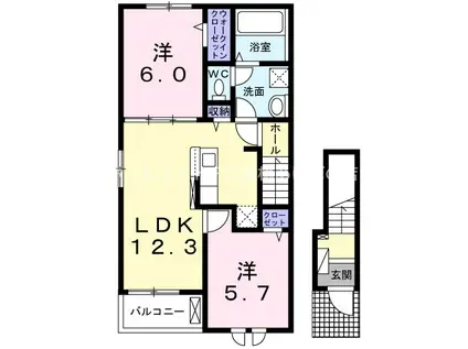 ニューライズ 外神(2LDK/2階)の間取り写真