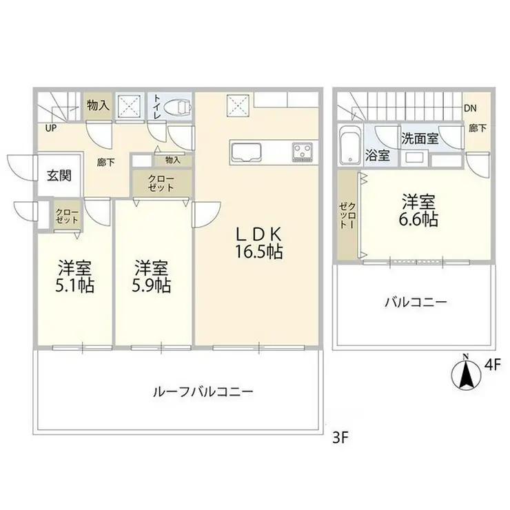 アドミール横浜永田台 3階階 間取り