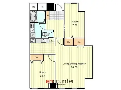 DS海岸ビル(2LDK/12階)の間取り写真