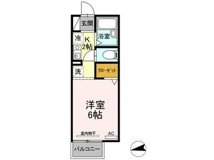 セピアコート(1K/2階)の間取り写真