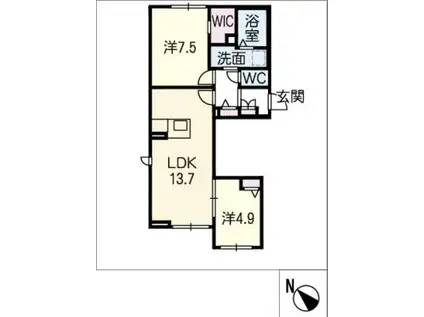 ラフィーネS(2LDK/1階)の間取り写真