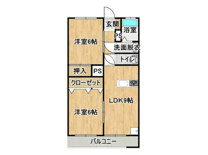 藤和ハイツ(2LDK/2階)の間取り写真