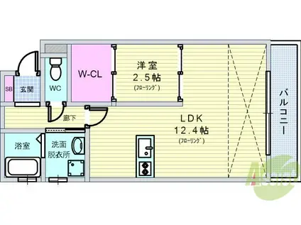 FOREST COURT SANPON(1LDK/2階)の間取り写真