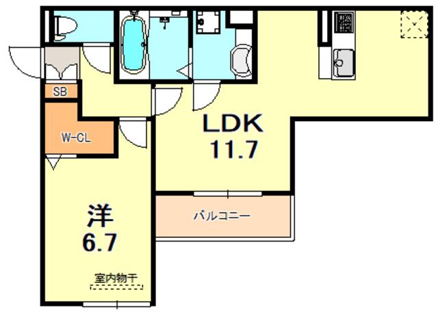 YKメゾン向陽(1LDK/1階)の間取り写真