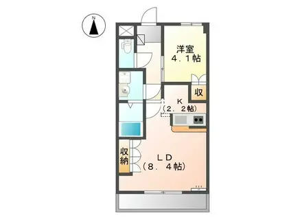 SUN PATIO III(1LDK/2階)の間取り写真