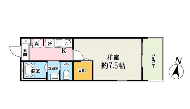 セレーノ西浦和(1K/2階)の間取り写真