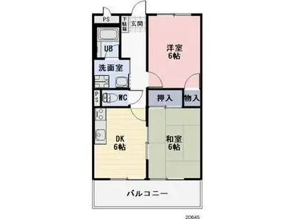 サンサープラスII(2DK/2階)の間取り写真