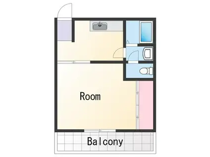 Uビル(1DK/2階)の間取り写真