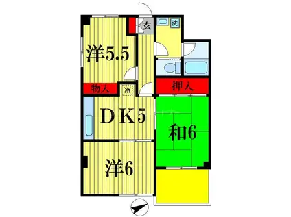 アンソレイエ松戸(3DK/3階)の間取り写真