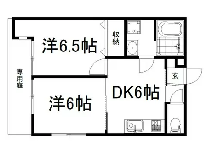 NOA墨染(2DK/1階)の間取り写真