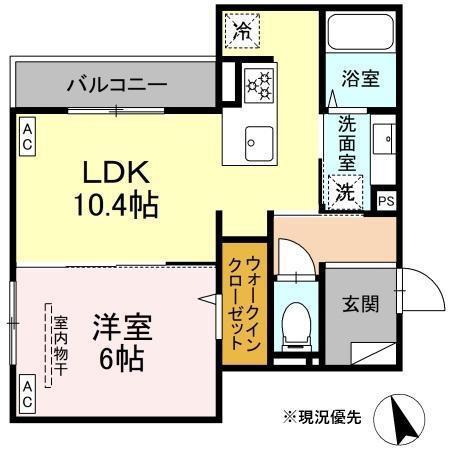 シェーンブルーメ横浜(1LDK/2階)の間取り写真