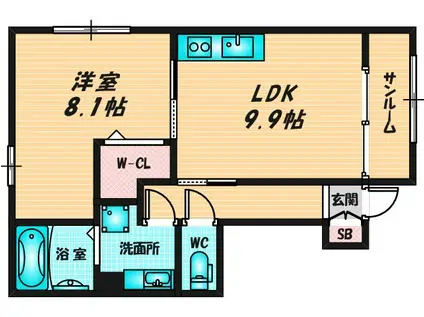 メゾンルミエール(1LDK/1階)の間取り写真
