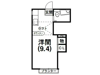 サンコーポあけぼのB(ワンルーム/2階)の間取り写真
