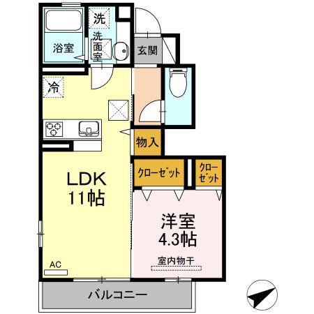 D-ROOM須屋(1LDK/1階)の間取り写真