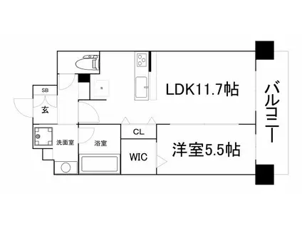 バロンドール京橋(1LDK/4階)の間取り写真
