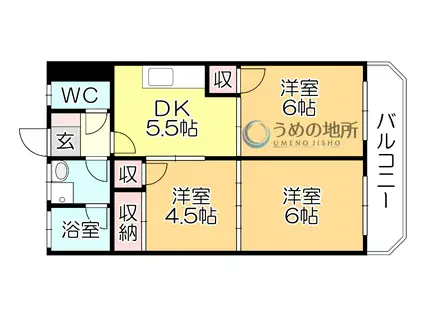 ベアコーポ光(3DK/4階)の間取り写真