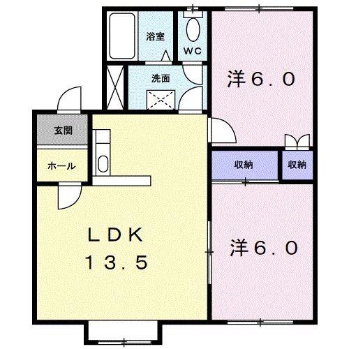 クレストール石山(2LDK/1階)の間取り写真