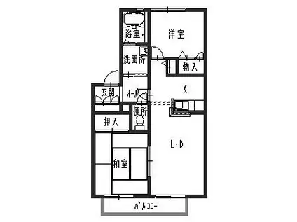 ディアス柿の木B棟(2LDK/2階)の間取り写真
