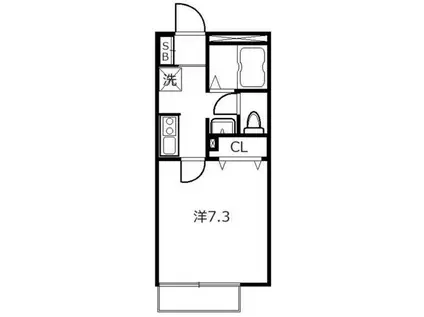 メルベイユ(1K/2階)の間取り写真