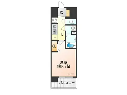 ソルテラス京都JUJO薫(1K/2階)の間取り写真