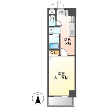 ソレアード関戸(1DK/7階)の間取り写真