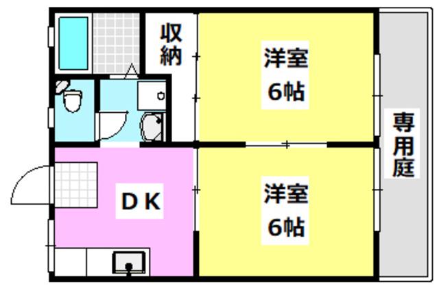 田村ハイツI(2DK/1階)の間取り写真