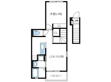 ルミエール モンドB(1LDK/2階)の間取り写真