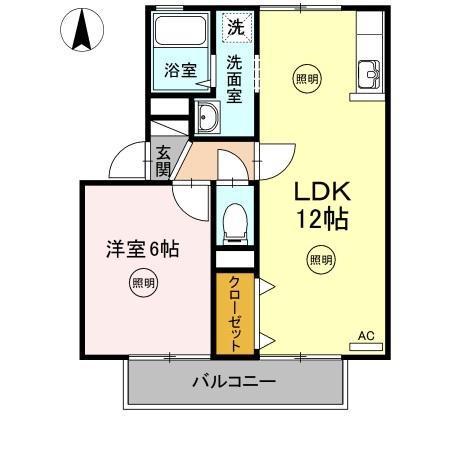 ビッグベアハイツ B棟(1LDK/2階)の間取り写真