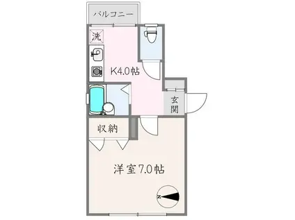 マルベリー(1K/2階)の間取り写真