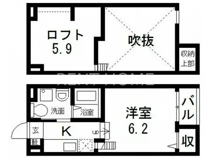 ケイティハイツIII(1K/2階)の間取り写真