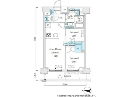 クインテット錦糸公園(2LDK/11階)の間取り写真