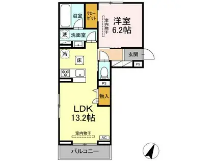 ビラフランカ(1LDK/1階)の間取り写真