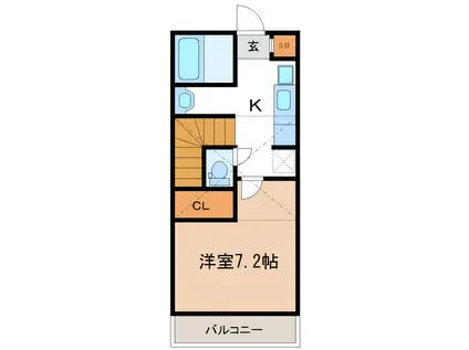 レイウッド蒲町Ⅲ(1K/2階)の間取り写真