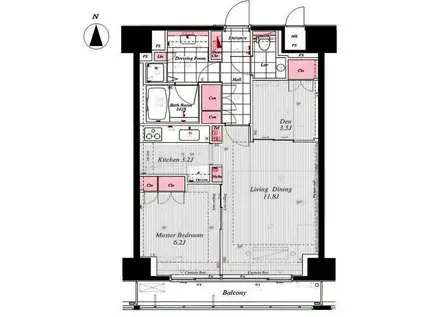 コンパートメント東京中央(1LDK/11階)の間取り写真