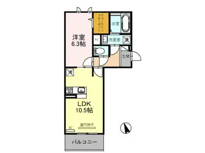グラシア内畑(1LDK/2階)の間取り写真