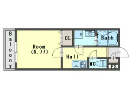 ソルディア垂水(1K/2階)の間取り写真