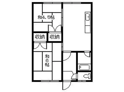 キャノンハウス(2DK/2階)の間取り写真