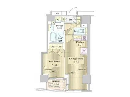 セレサ日本橋堀留町(1LDK/6階)の間取り写真