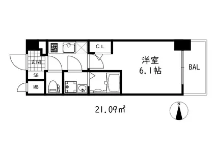 シオンコウベベイサイド(1K/4階)の間取り写真