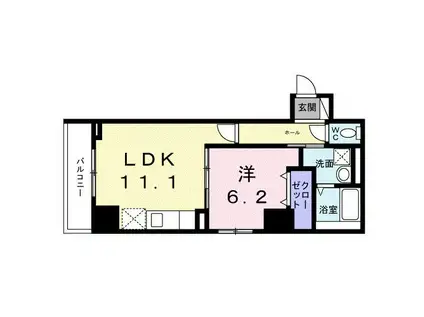 松江3丁目マンション(1LDK/7階)の間取り写真