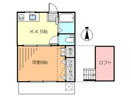 ウェルハウス(1K/1階)の間取り写真