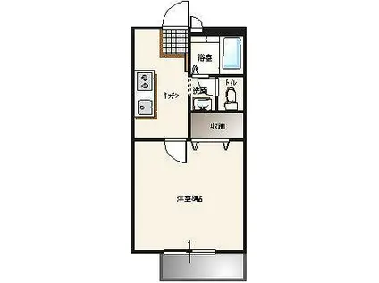 ＪＲ両毛線 栃木駅 バス乗車時間：15分 最寄りバス停で下車 徒歩2分 2階建 築30年(1K/2階)の間取り写真