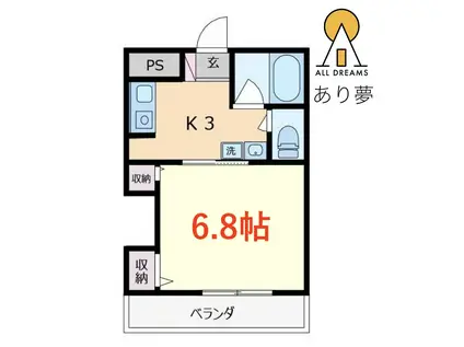 グリーンピア石川町(1K/4階)の間取り写真